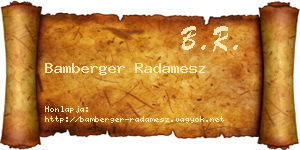 Bamberger Radamesz névjegykártya